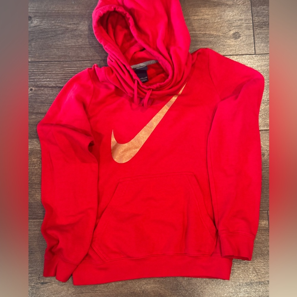 Nike Red Hoodie with Gold Accent